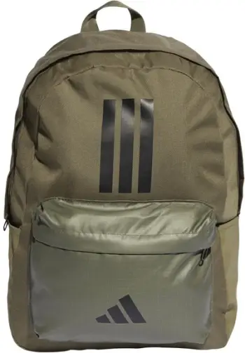 Çantë shpine Adidas Classic Bars 3 Stripes IS7042, me ndarje me zinxhir, rripa të rregullueshëm, jeshile