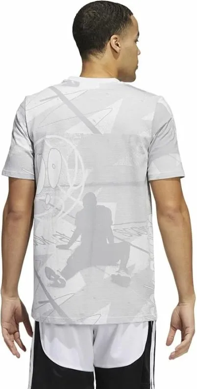 Bluzë sportive Adidas Iginite AOP Tee HL0087, pambuk, për meshkuj, e bardhë - 2