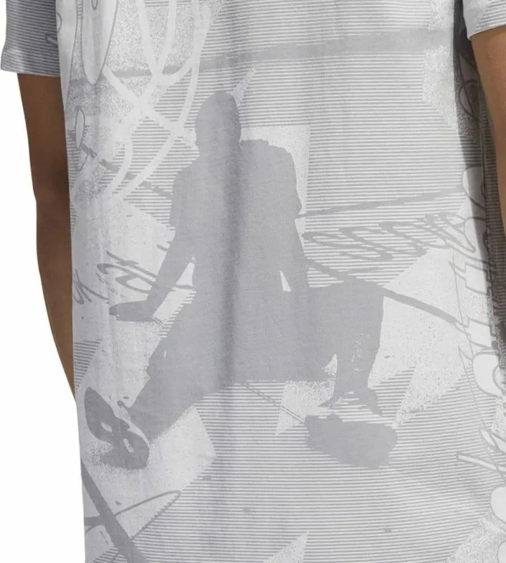 Bluzë sportive Adidas Iginite AOP Tee HL0087, pambuk, për meshkuj, e bardhë - 4