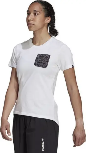 Bluzë femrash Adidas TX Pocket Tee GU8983, pambuk, e zezë