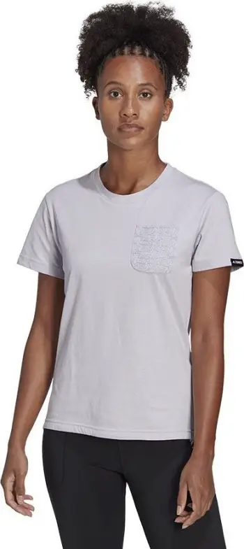 Bluzë Adidas TX Pocket Tee HT7247, pambuk, për femra, e bardhë