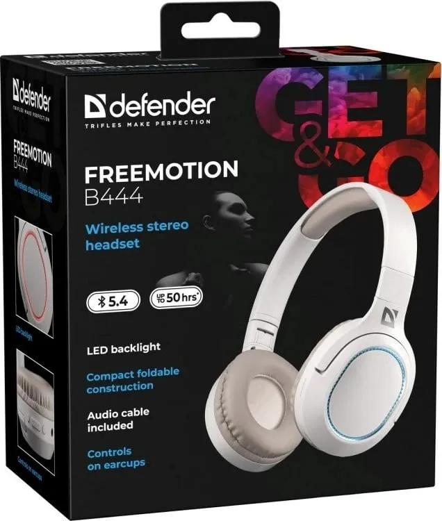 Kufje pa tela Defender FreeMotion B444, Bluetooth, Bezhe - 5