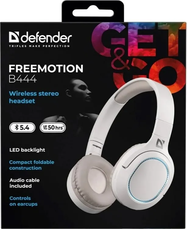 Kufje pa tela Defender FreeMotion B444, Bluetooth, Bezhe - 6