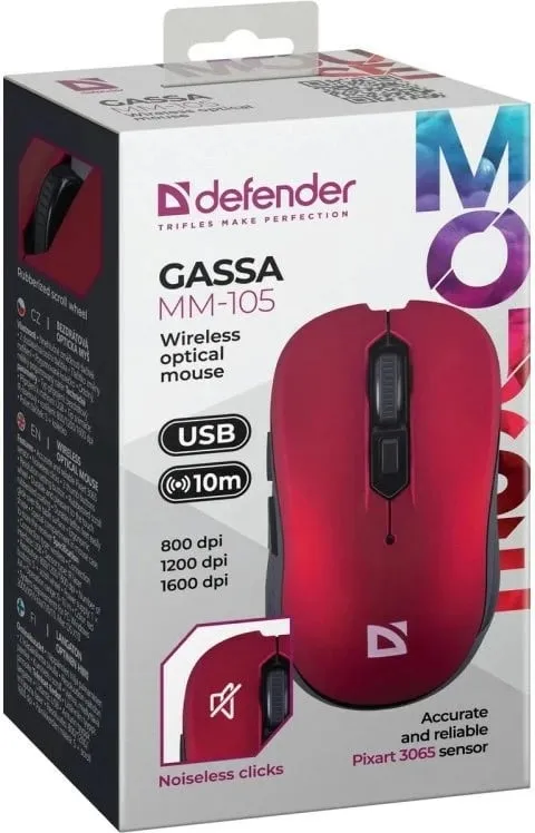 Maus Defender GASSA MM-105 RF Silent, i kuq - 2