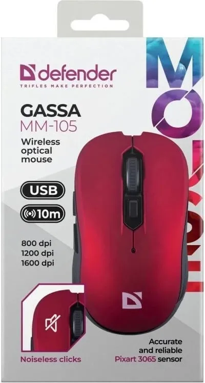 Maus Defender GASSA MM-105 RF Silent, i kuq - 3