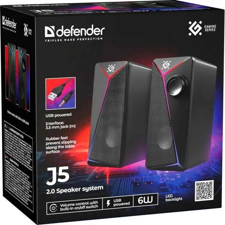 Altoparlantë Defender J5 2.0, 6W, LED, USB, të zi - 9