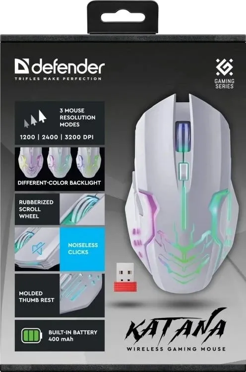 Maus Defender GM-511 Katana, 3200 DPI, i bardhë - 6