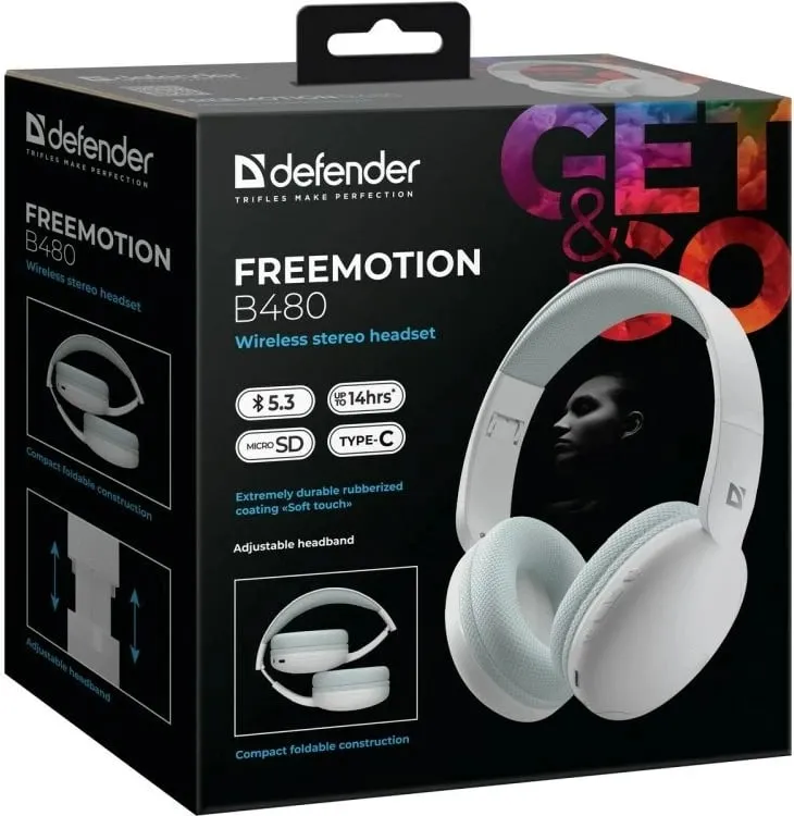 Kufje wireless Defender FreeMotion B480, të bardha - 8
