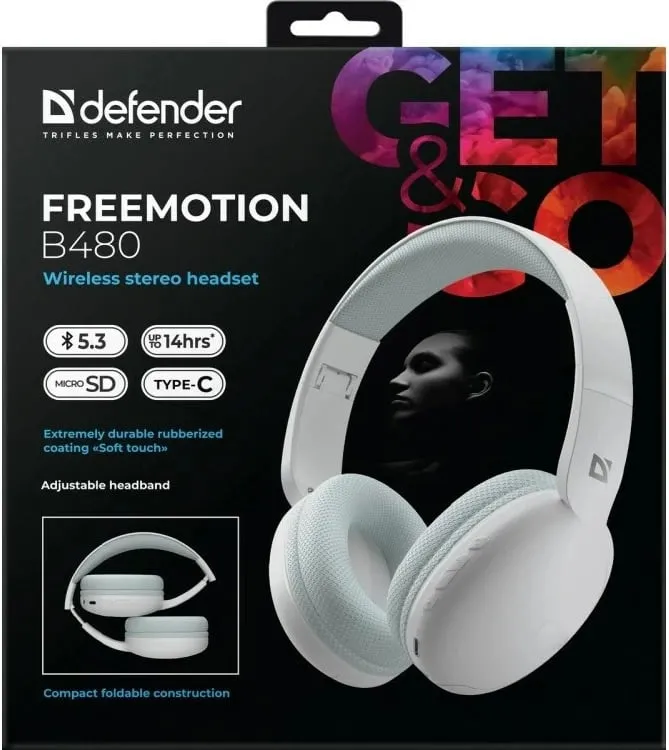 Kufje wireless Defender FreeMotion B480, të bardha - 9