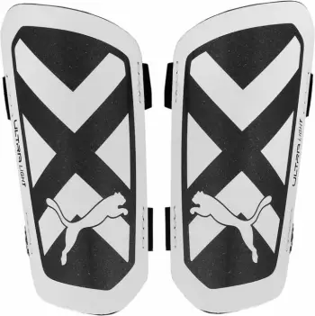 Mbrojtëse kërciri Puma Ultra Light Strap 030875 03, për futboll, me rrip, e bardhë