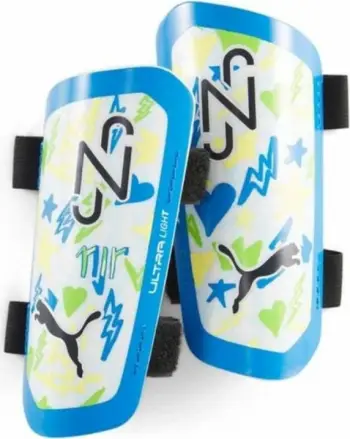 Mbrojtëse futbolli Puma Neymar Jr Ultra Light Strap 030902-01, me rripa Velcro, e kaltër