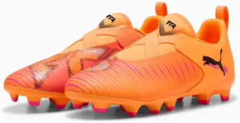 Këpucë futbolli Puma Future 8 Match Laceless Juniors, për fushë të fortë, për fëmijë, portokalli