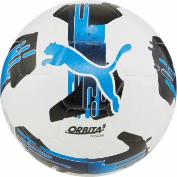 Top futbolli Puma Orbita 5 Fusion, madhësia 5, për fushë natyrale, i bardhë me blu