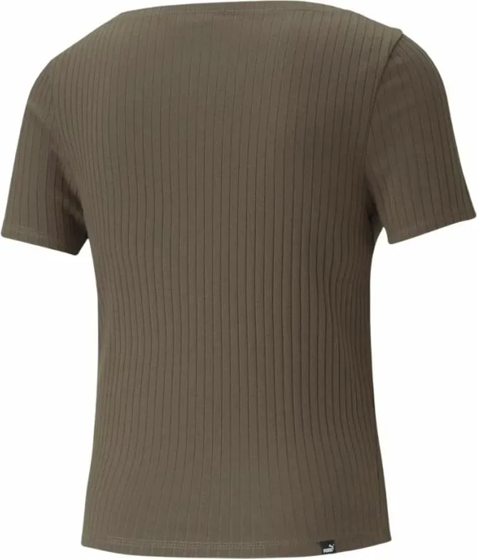 Maicë Puma për femra, modeli HER Ribbed Slim Tee, ngjyrë e gjelbër - 2