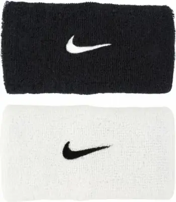 Shirit për kyç Nike Swoosh Wristbands, set 2 copë, përthithje djersë, i zi
