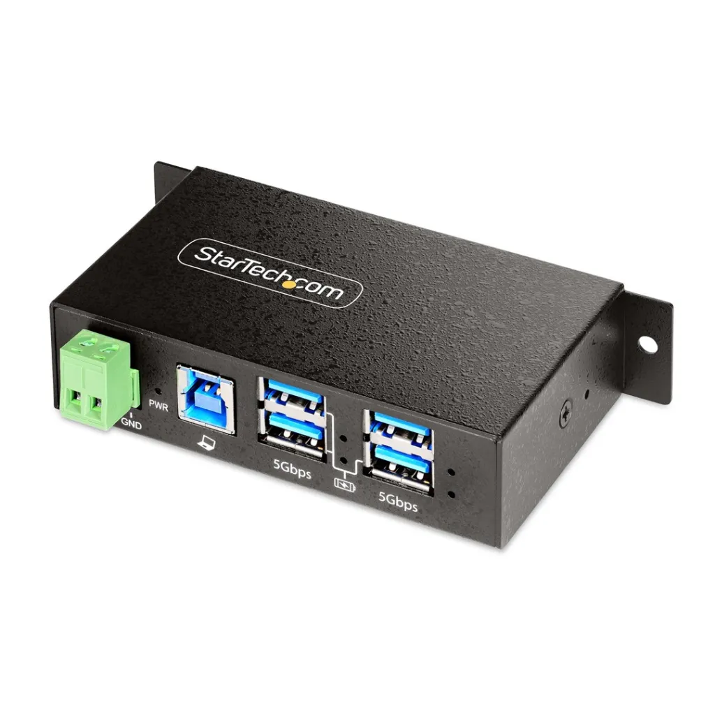 Qendër USB Startech, 4-Port, 5Gbps, Industriale, e hirtë - 1