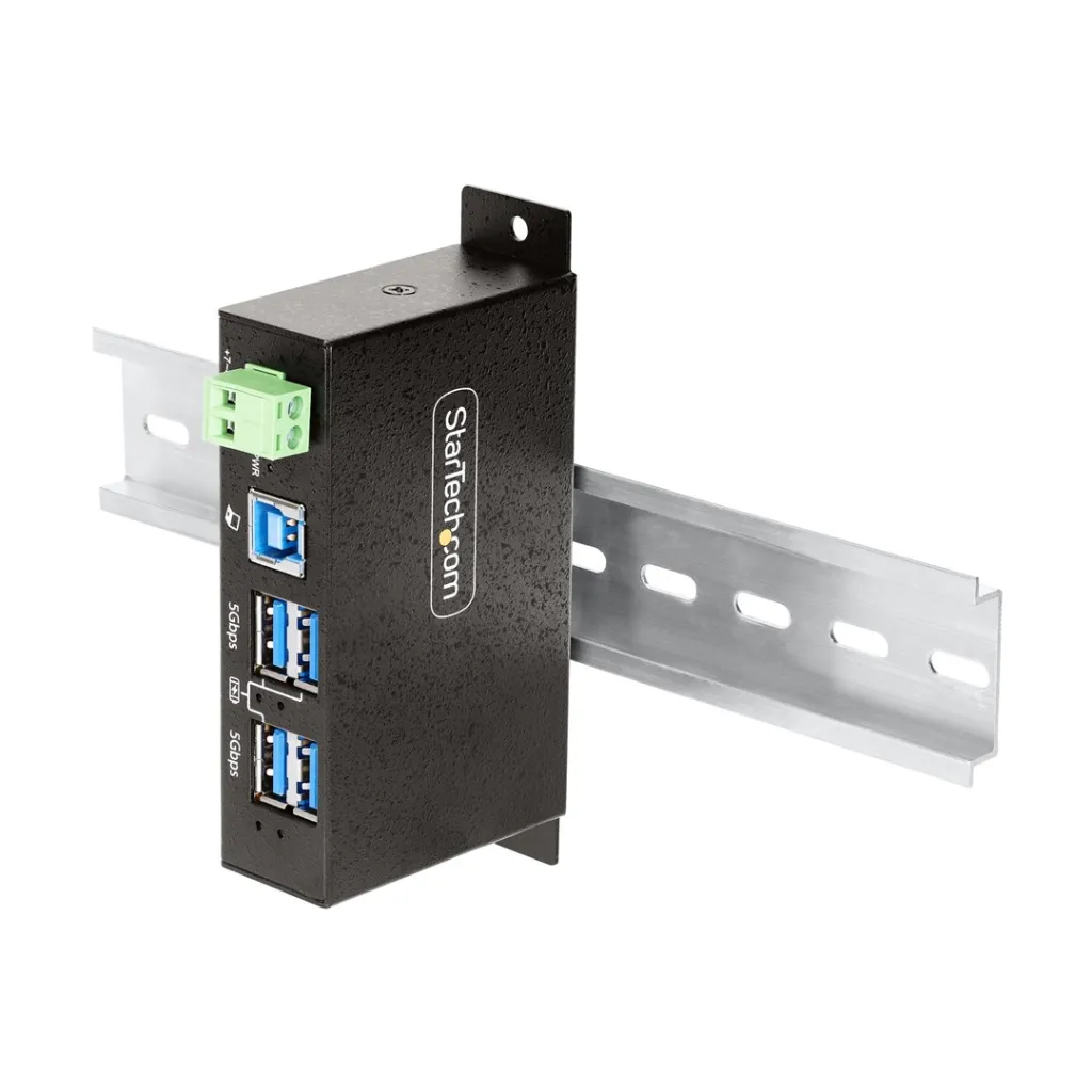 Qendër USB Startech, 4-Port, 5Gbps, Industriale, e hirtë - 5