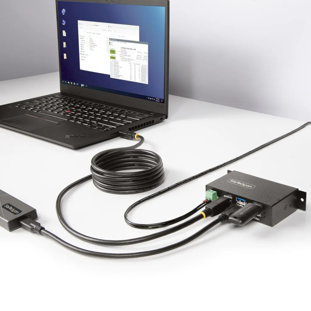 Qendër USB Startech, 4-Port, 5Gbps, Industriale, e hirtë - 6