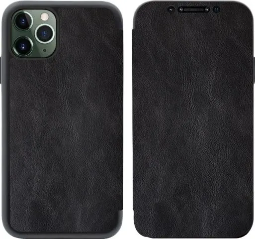 Këllëf Leather Book për iPhone 11 Pro Max, i zi - 1