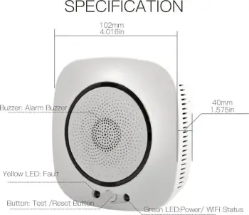 Detektor i dymit Wireless, me sirenë, Wi-Fi TUYA / Smart Life