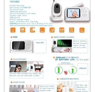 Monitorues për bebe Baby Center Melandi, i bardhë - 3