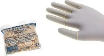 Mbështjellëse gome për gishta, latex, të pudrosura, të bardha