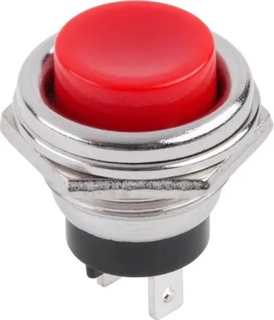 Ndërprerës buton PBS26B, PUSH ON, me buton të kuq - 1