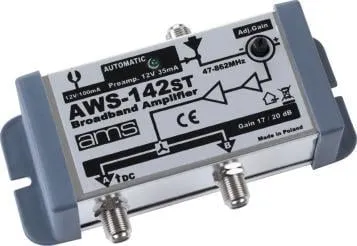 Përforcues antene AMS AWS 142M, rregullim fitimi, DC 12V, gri - 1