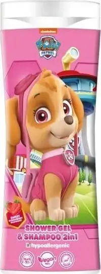 Shower gel dhe shampon për fëmijë Paw Patrol Skye 2-in-1 luleshtrydhe, 300ml