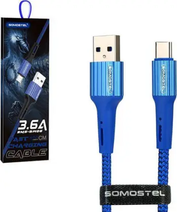 Kabëll USB Somostel USB 3.0 në USB-C, 1 m, e kaltër