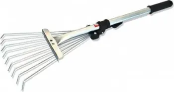 Fshesë kopshti Small Adjustable Wire Rake, metalike, dorezë e rregullueshme
