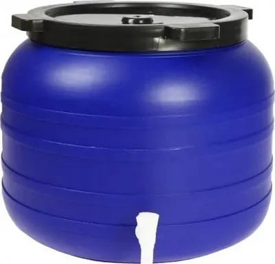 Fuçi plastike me rubinet, 100L, me kapak, e bardhë - 1