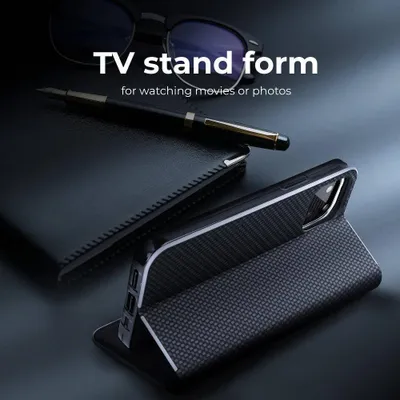 Kabllë telefoni Forcell LUNA Book Carbon, për Samsung A13 4G, e zezë - 2