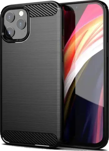Kapak mbrojtës Carbon Case Flexible për iPhone 13, silikoni, antirrëshqitës, i zi