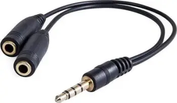 Kabllo Logo - Jack 3.5mm (M) - 2x Jack 3.5mm (F), 0.2m, e zezë