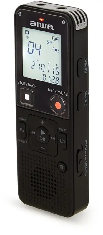 regjistrues zëri digjital Aiwa DVR-A600 16GB, microSD deri 128GB, USB-C, FM radio, i zi