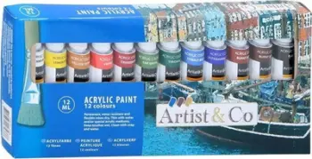 Set bojë akrilike në tuba, 12 ml, 12 ngjyra