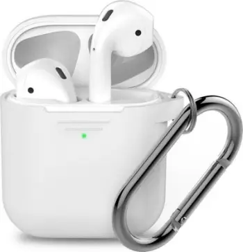 Mbulesë silikoni për AirPods 1/2 KeyBudz Elevate Keychain, me varëse çelësash, e bardhë