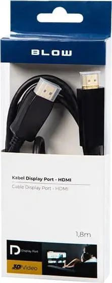 Kabllo DisplayPort në HDMI, 1.8m, konektorë me ar, e zezë