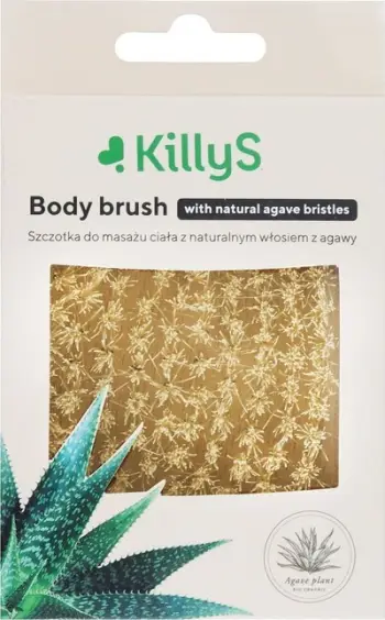 Furçë trupi KILLYS Body Brush, fibra natyrale agave, dorezë ergonomike, bezhë
