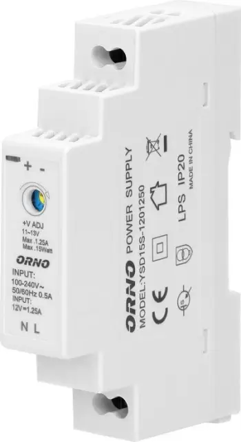 Furnizues energjie DIN Rail 12V DC, 1.25A, 15W, gjerësi 1 modul