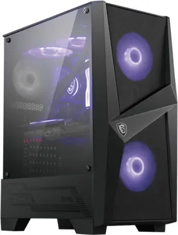 Kasë kompjuteri MSI MAG FORGE 100M, me panel anësor prej xhami, i zi