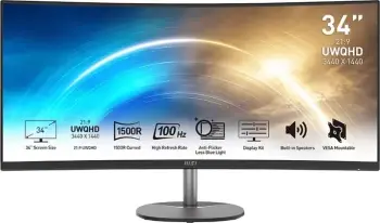 Monitor MSI PRO MP341CQ, 34", UWQHD, 100Hz, i zi