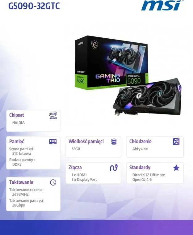 Kartelë grafike MSI GeForce RTX 5090 32GB Gaming Trio OC - 7