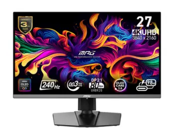 Monitor MSI MPG OLED 272URXDE 27 inç, 4K UHD, QD-OLED, 240Hz, i zi
