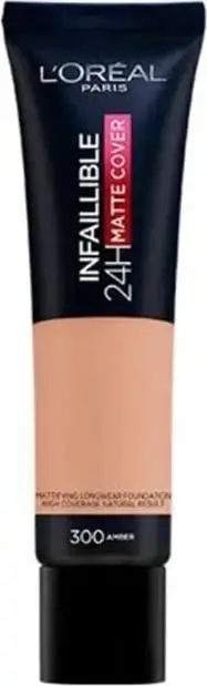 Krem pudër L’Oreal Inaillible 32H Matte SPF 25 + 4% Niacinamide, 300 Cool Undertone, 30 ml