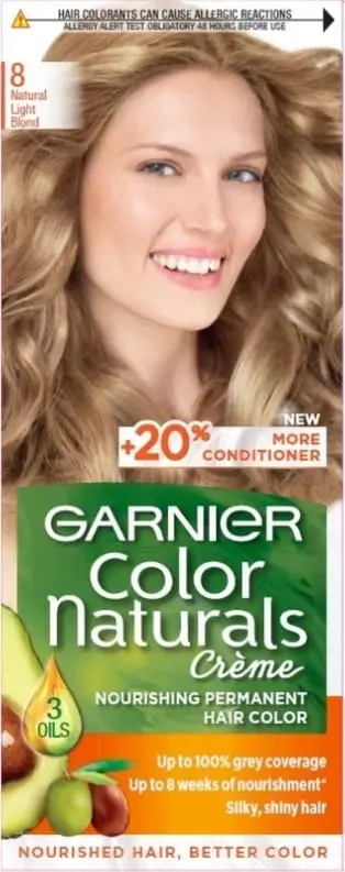 Ngjyrë për flokë Garnier Color Naturals ,8 Natural Light Blonde 40 ml