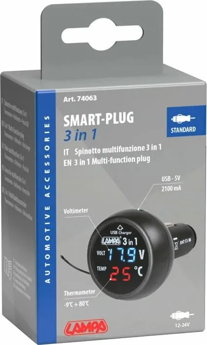 Prize Shume-funksionale 12/24v Termometer -9°c/+80°c+usb - 1