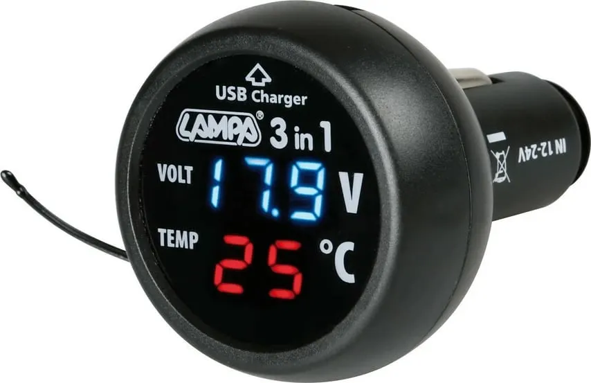 Prize Shume-funksionale 12/24v Termometer -9°c/+80°c+usb - 2