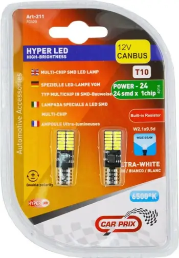 Lampa Led Canbus 12v T10-24smd-4014 White
